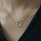 Stainless Steel Interlocking Hoop Pendant Necklace E308 - Gold - One Size