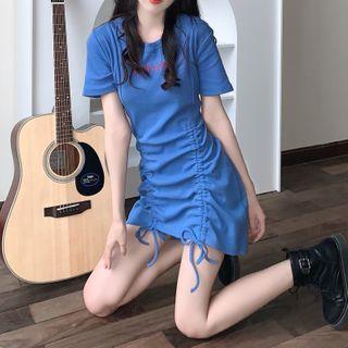 Short-sleeve Letter Embroidered Mini T-shirt Dress
