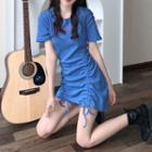 Short-sleeve Letter Embroidered Mini T-shirt Dress