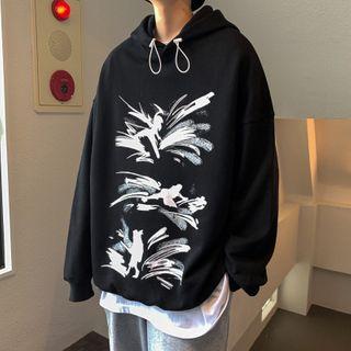 Print Drawstring Hoodie