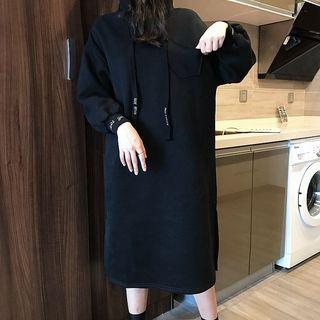 Lettering Hoodie Dress Black - One Size