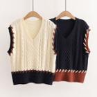 Two-tone Cable Knit Sweater Vest