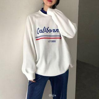 Mock Two-piece Lettering Sweater / Wide Leg Pants