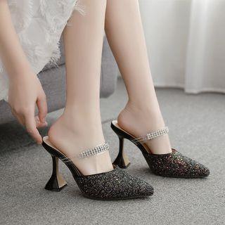 Rhinestone Strap High Heel Mary Jane Sandals