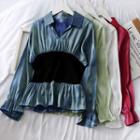 Gather-waist Mock Two-piece Shirt