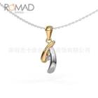 Rhinestone Two-tone Alloy Pendant Necklace White Gold & 18k Gold - One Size