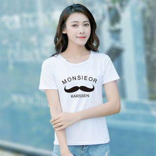 Short-sleeve Moustache Print T-shirt
