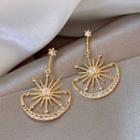Rhinestone Crescent & Star Drop Earring 1 Pair - Gold - One Size