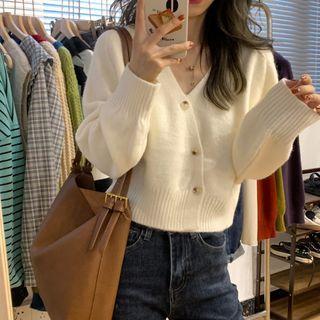 Asymmetrical Cropped V-neck Cardigan