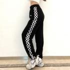 Checkered Panel Cropped Harem Pants