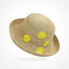 Daisy-embroidered Raffia Hat