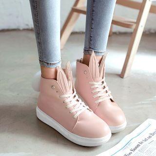 Rabbit Faux-leather Platform Short Boots