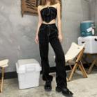 Strapless Denim Camisole Top / Straight Leg Jeans