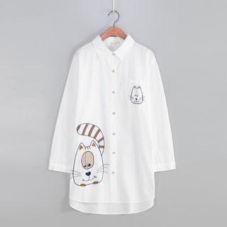 Cartoon Embroidered Shirt Dress