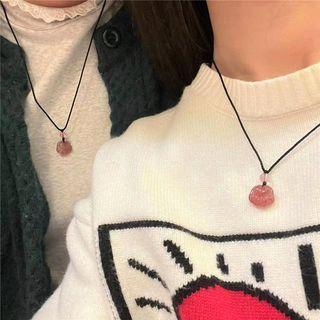 Flower Faux Crystal Pendant Necklace 1 Pc - Pink - One Size