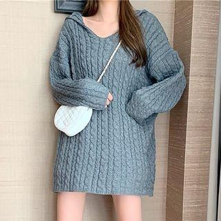 Plain Cable Knit Hoodie