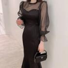 Mesh Panel Maxi Mermaid Dress