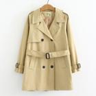 Notch Lapel Double-breasted Trench Jacket