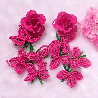 Flower Drop Earring 1 Pair - Rose Pink - One Size