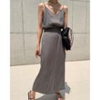 Set: Camisole Top + Slit-hem Midi A-line Dress