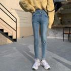 Double Buttoned High-waist Skinny Jeans