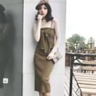 Mesh Long Sleeve T-shirt / Plain Midi Bandeau Dress