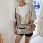 Mock Two-piece Panel Elbow-sleeve T-shirt