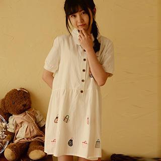 Embroidered Shirt Dress
