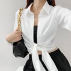 Tie-hem Crop Light Shirt