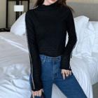 Mock-neck Lace Bell-sleeve Top