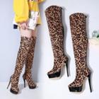 Leopard Print Platform High Heel Boots