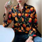 Orange Print Shirt As Shown In Figure - One Size