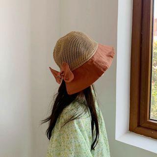 Bow-accent Perforated Bucket Hat