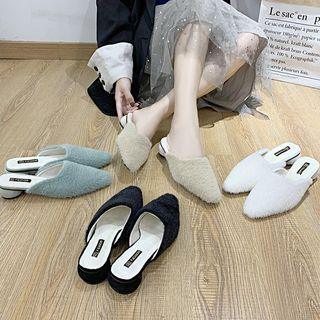 Faux-fur Block Heel Mules