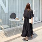 Drop-shoulder Ruffle-back Dress