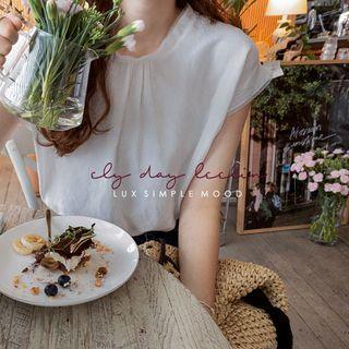 Cap-sleeve Pintuck-front Blouse