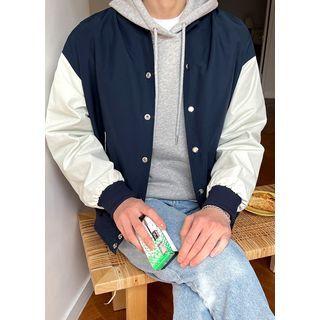 Contrast-sleeve Boxy Bomber Jacket
