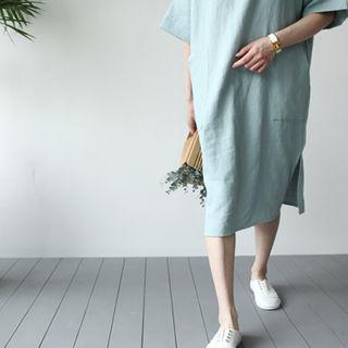 Linen Slit-side Dress