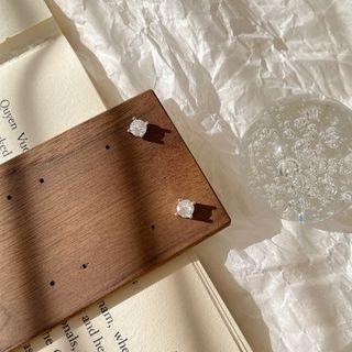 Rhinestone Stud Earring E394 - 1 Pair - Silver - One Size