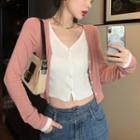 Long-sleeve Mock Two-piece Button-up Top