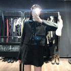 Cropped Tie-neck Jacket / Mini A-line Skirt