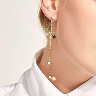 Alloy Star Faux Pearl Fringed Earring S925 Silver Needle Earring - Gold - One Size