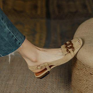 Chain Block Heel Slingback Sandals