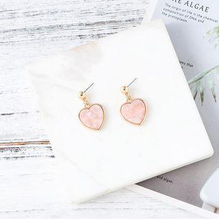 Acetate Heart Dangle Earring 1 Pair - One Size