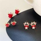 Ox Alloy Earring (various Designs) Stud Earring - 1 Pair - S925 Silver Stud - Type A - Ox - Red - One Size