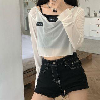 Long-sleeve Sheer T-shirt / Camisole Top