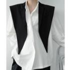 Long-sleeve Contrast Trim Shirt Black - One Size