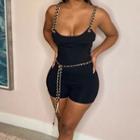 Chain-strap Fitted Romper