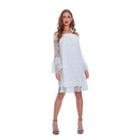 Off-shoulder Bell-sleeve A-line Mini Lace Dress