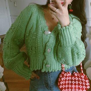 Rhinestone V-neck Cardigan